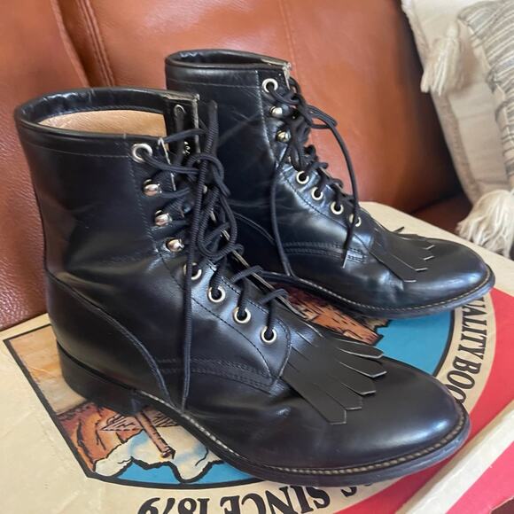 Justin Black Lace-R  boots Sz 5 Like New - Picture 1 of 12